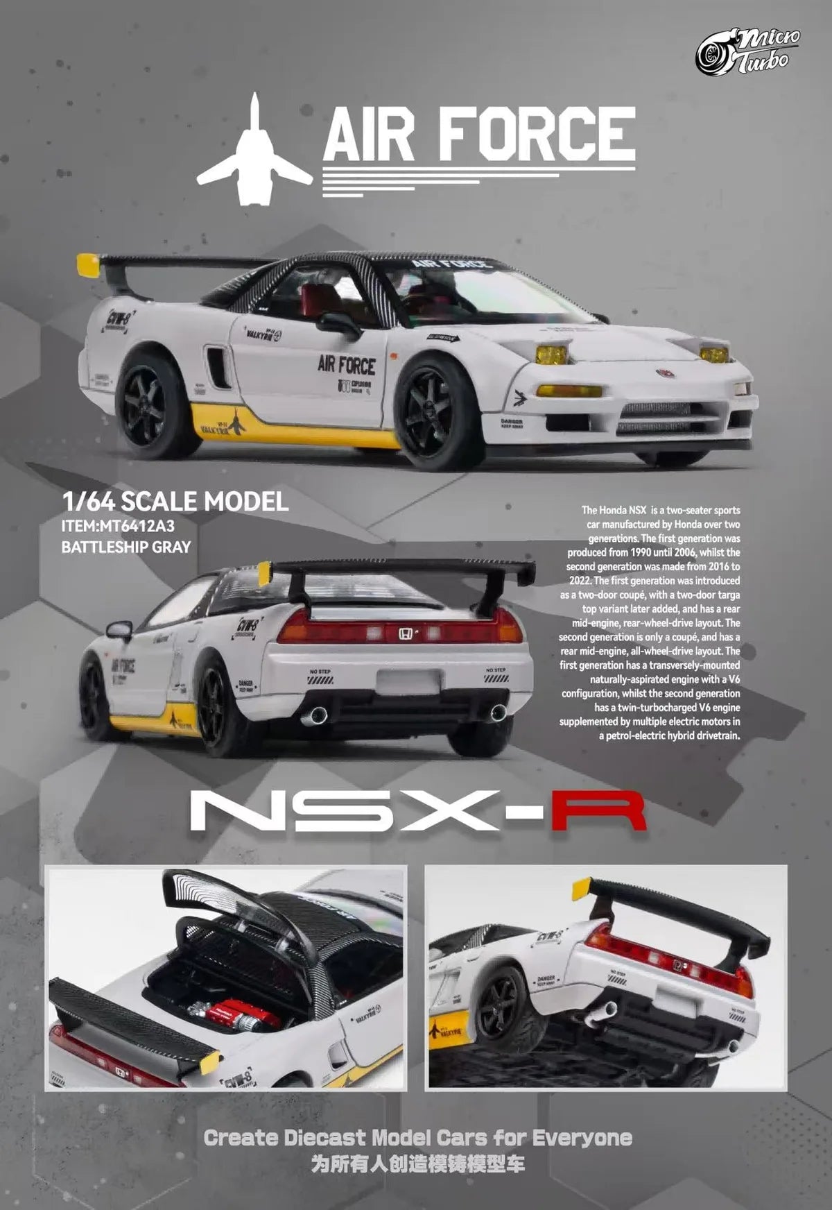 (Coming Soon) MICROTURBO 1:64 NSX 1st Gen (Mk1/NA1) NSX-R Air Force Livery