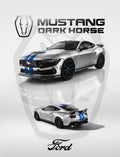 (Coming Soon) DCM x FUNBOU Model 1:64 Ford Mustang Dark Horse (S650) Silver Blue Stripes