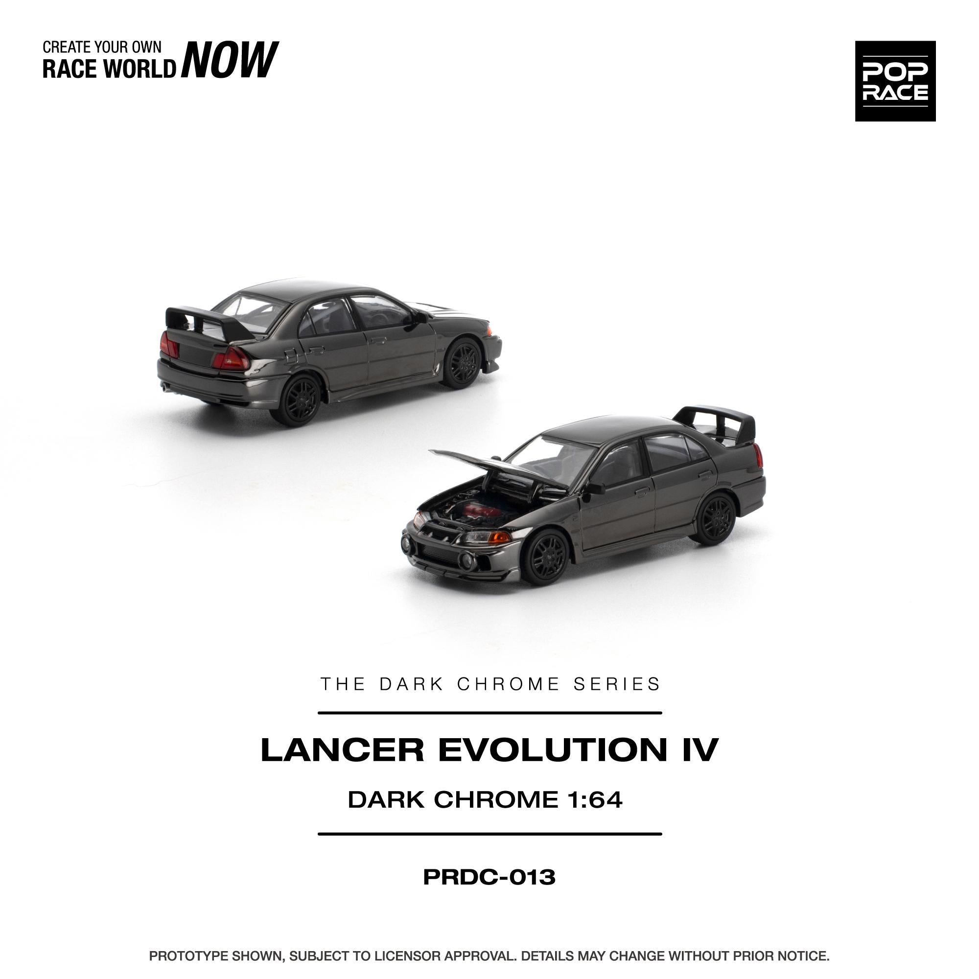 (Coming Soon) POPRACE 1/64 Lancer Evolution IV - Dark Chrome