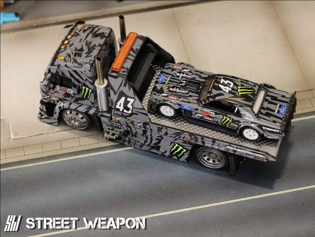 (Coming Soon) STREETWARRIOR 1:64 "Monster Livery" Ford Mustang 1965 Hoonicorn RTR V3 HORZON Car Diecast