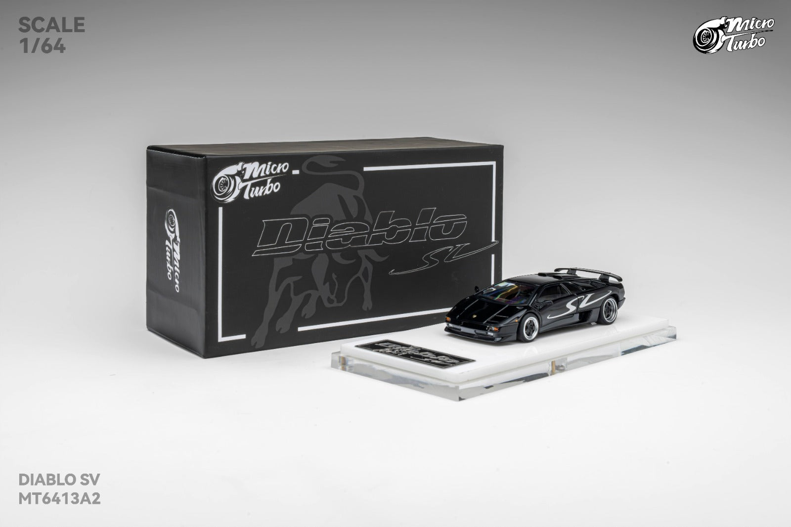 (Coming Soon) MICROTURBO 1/64 Lamborghini Diablo SV - Metallic Black