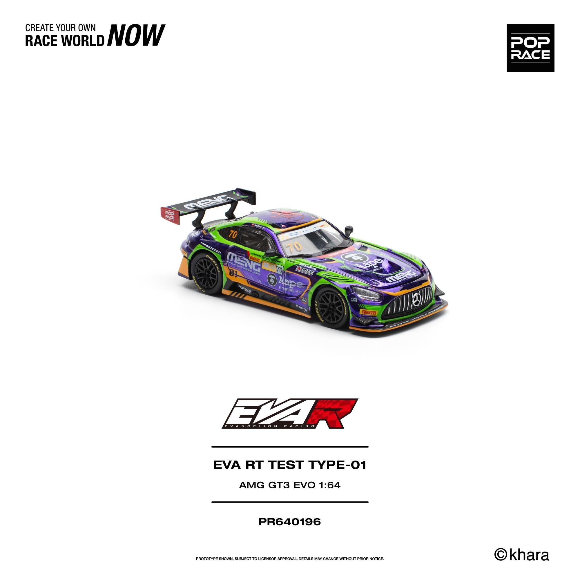 (Coming Soon) POPRACE 1/64 EVA RT TEST TYPE-01 AMG GT3 EVO - MACAU GP 2023