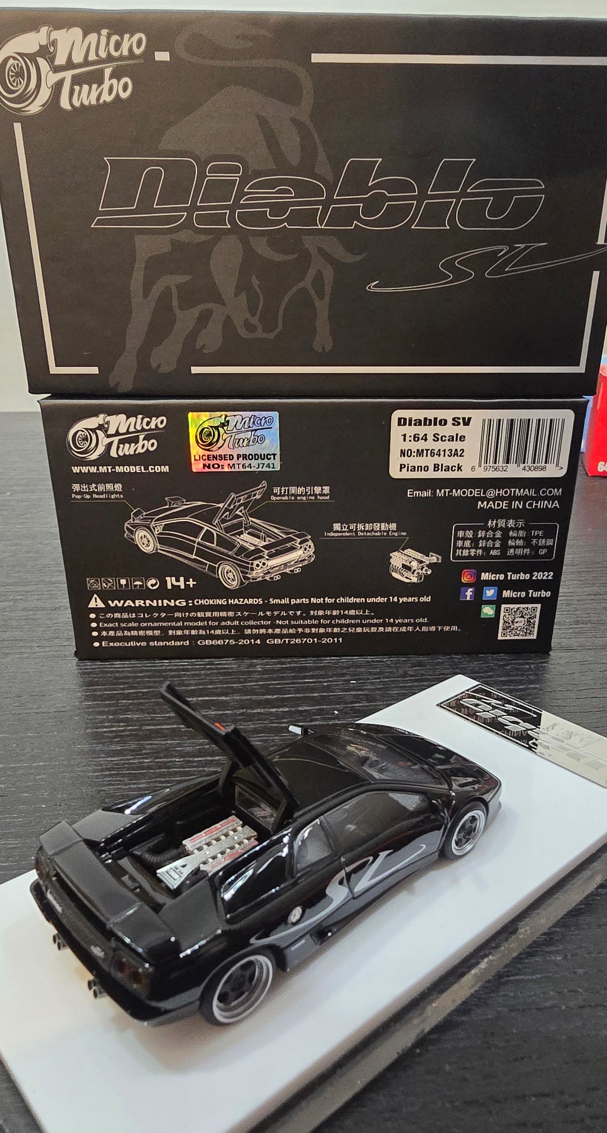 MICROTURBO 1/64 Lamborghini Diablo SV - Metallic Black