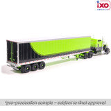 (Coming Soon) IXO America 1:64 1990 Kenworth W900 with Refer Van - Neon Green and Black