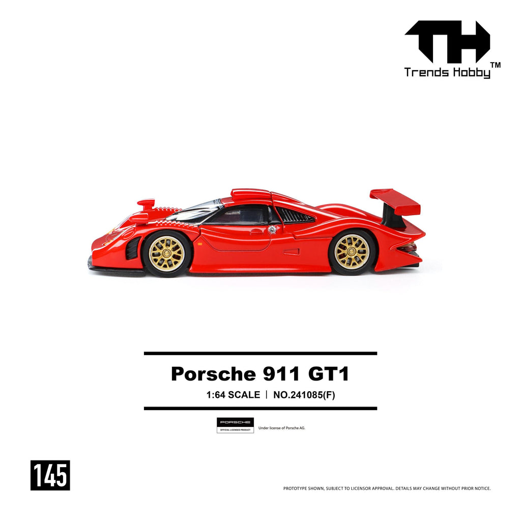 (Coming Soon) TRENDSHOBBY 1/64 Porsche 911 GT1 1998 - Red