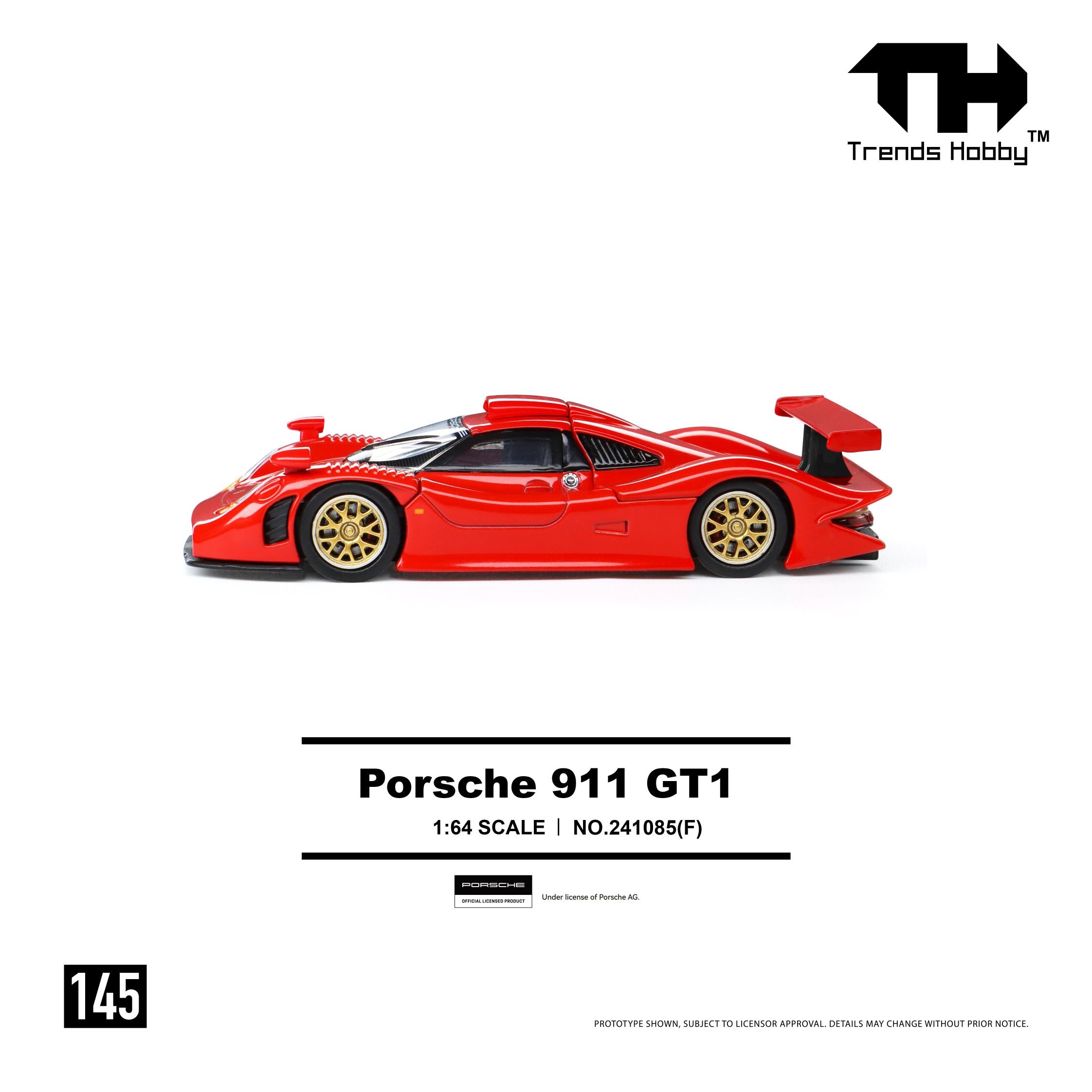 (Coming Soon) TRENDSHOBBY 1/64 Porsche 911 GT1 1998 - Red