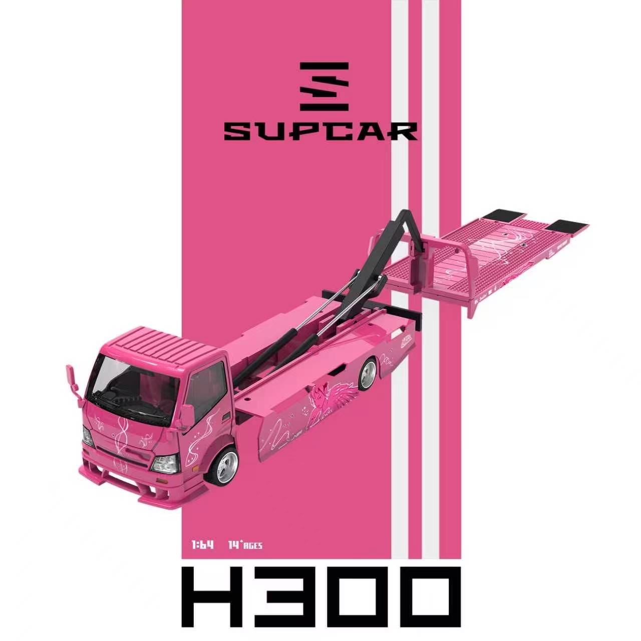 (Coming Soon) SUPCAR 1/64 H300 Flatbed Transport Trailer Fast & Furious 2 Pink Winged Angel Livery Diecast (Suki)