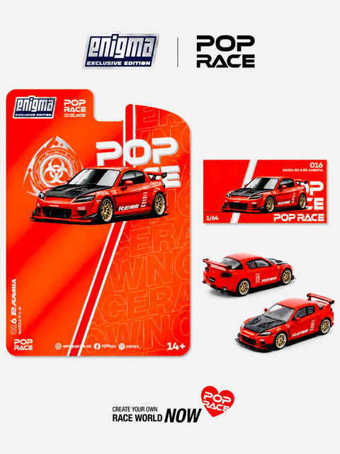 (Coming Soon) **Chase** POPRACE x Enigma 1:64 Mazda RX-8 RE-AMEMIYA Red
