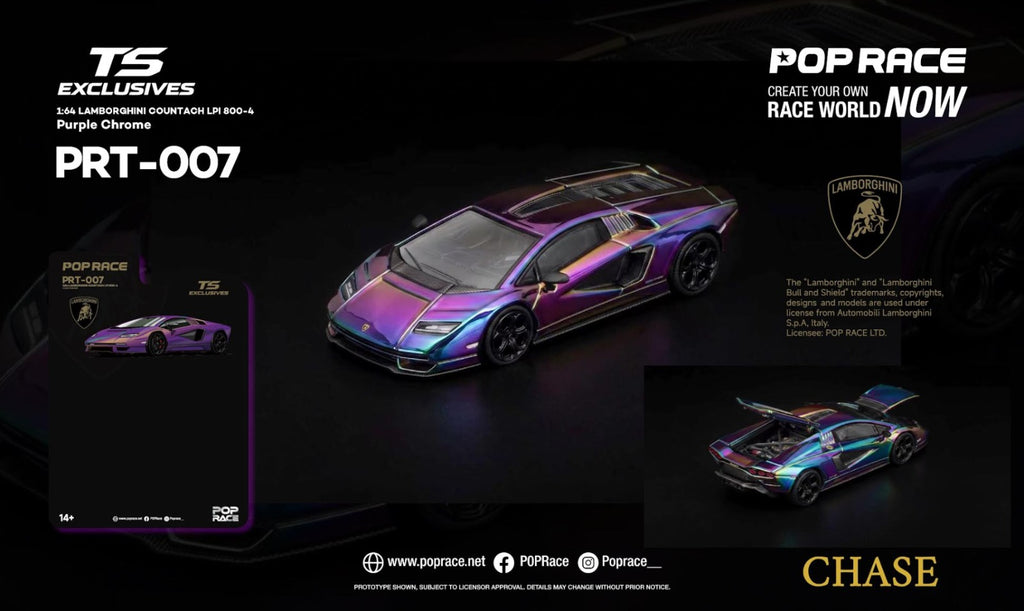(Pre-Order) POPRACE x TS Exclusives 1/64 LAMBORGHINI COUNTACH LPI 800-4 Purple Chrome (Chase Randomly distributed)