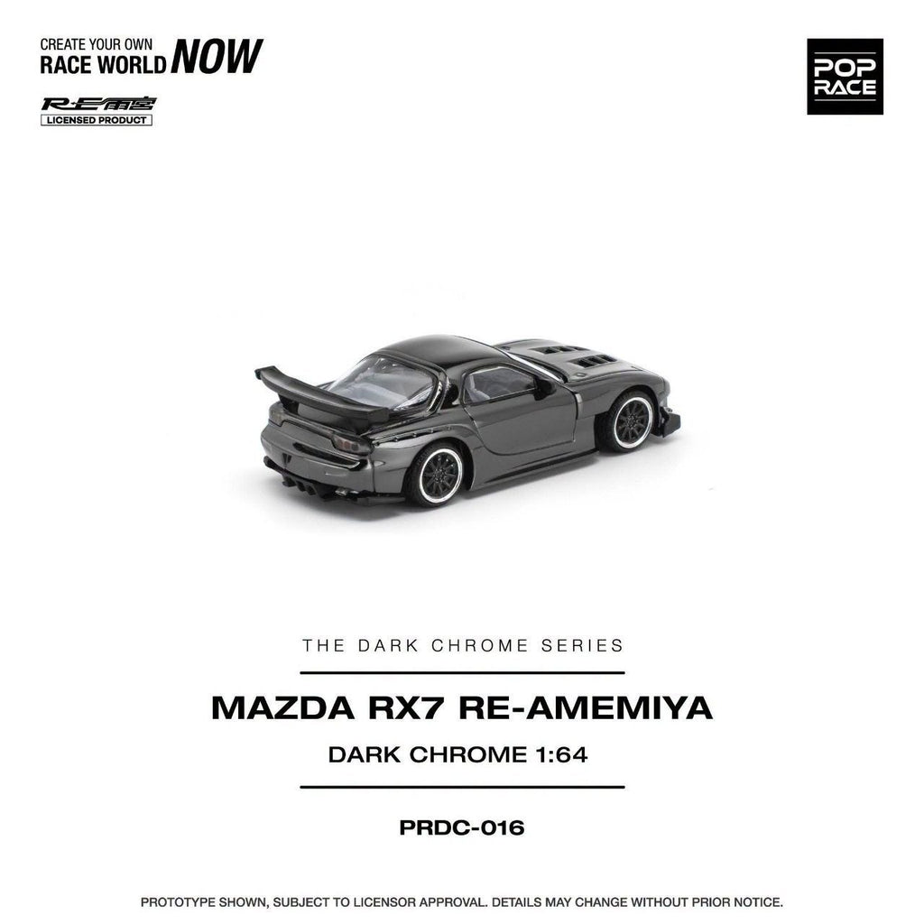 (Coming Soon) POPRACE 1:64 Mazda RX-7 Re-Amemiya - Dark Chrome