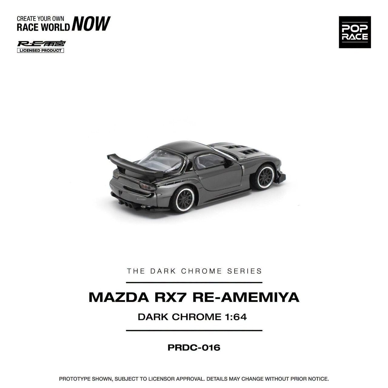 (Coming Soon) POPRACE 1:64 Mazda RX-7 Re-Amemiya - Dark Chrome
