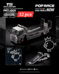 (Pre-Order) 12 Pcs (11 Regular & 1 Chase) POPRACE x TS Exclusives 1/64 PANDEM FUSO 300 Flatbed Transporter SILVER CHROME **DEADLINE July 10th 2026**