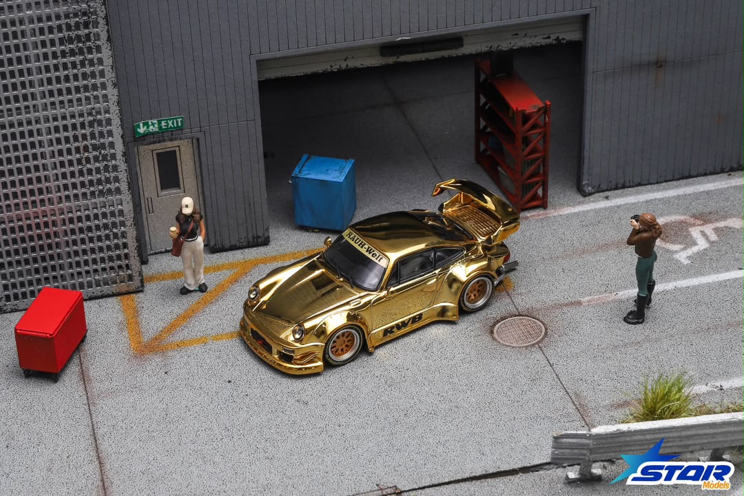(Pre-Order) STAR MODEL 1:64 Rauh-Welt Widebody Modified RWB930 GT Wing Diecast Model - Gold