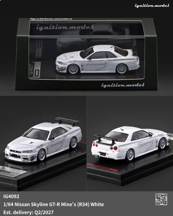 (Coming Soon) IGNITIONMODEL 1/64 Nissan Skyline GT-R Mine's (R34) White