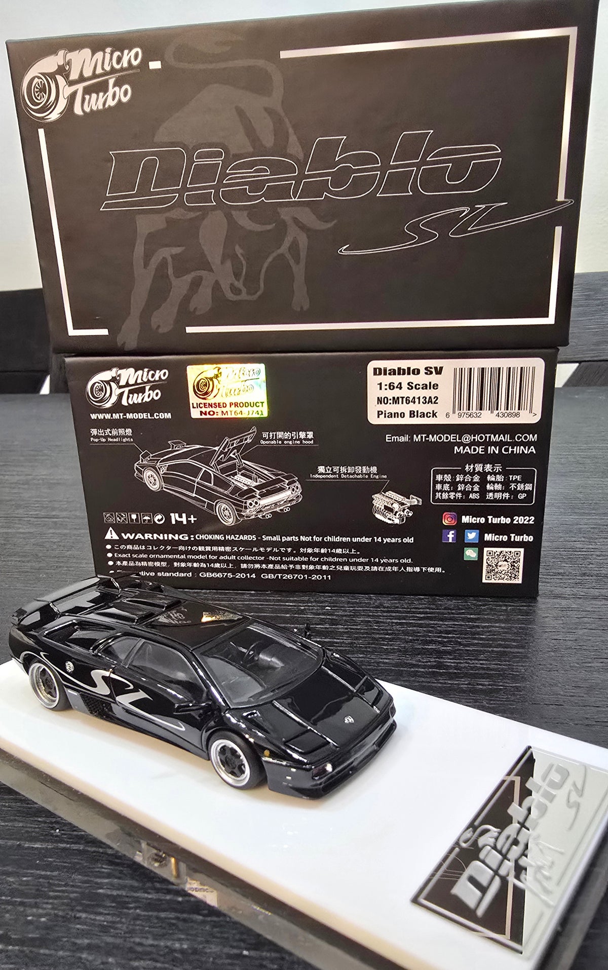 MICROTURBO 1/64 Lamborghini Diablo SV - Metallic Black