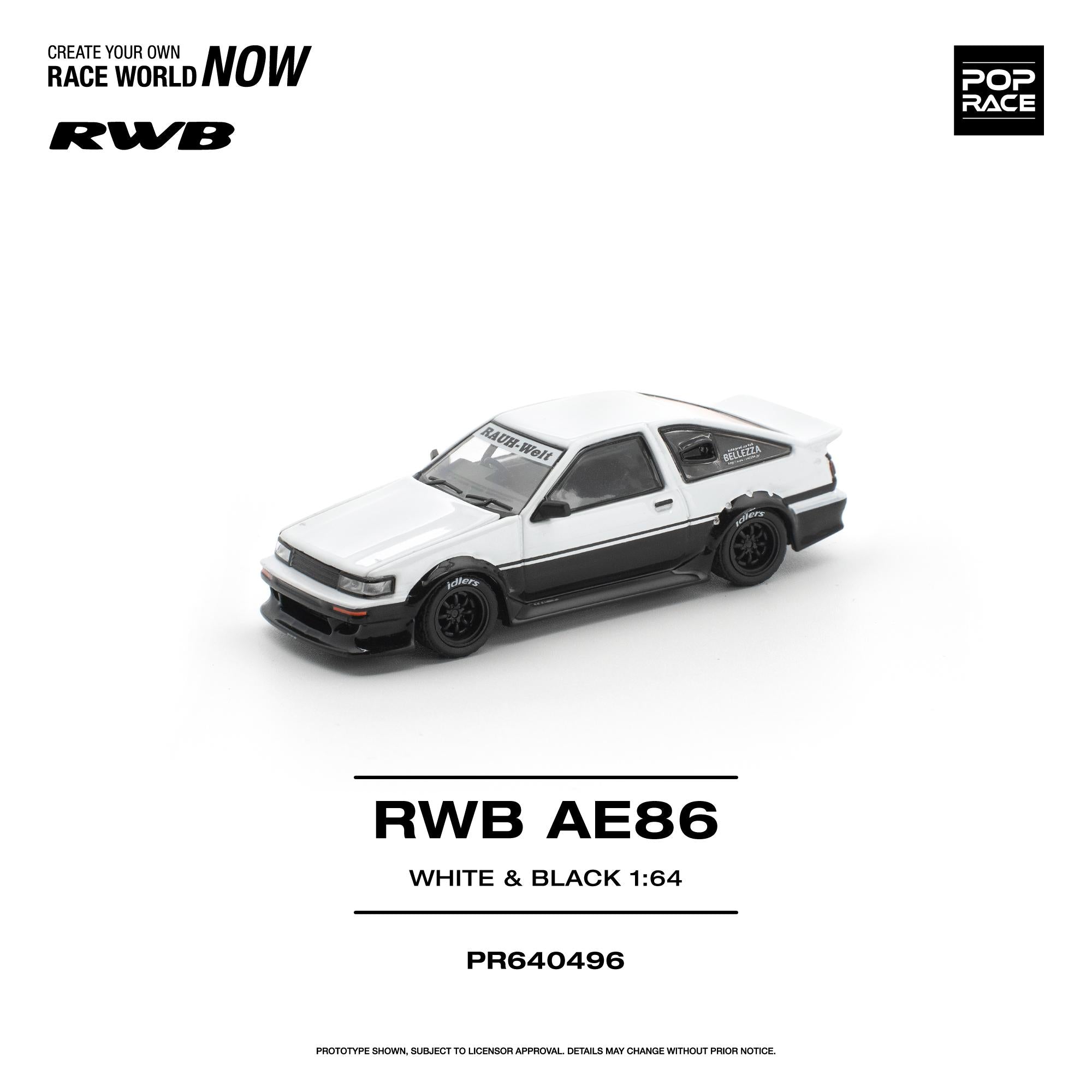 (Comimg Soon) POPRACE 1/64 RWB AE86 WHITE BLACK