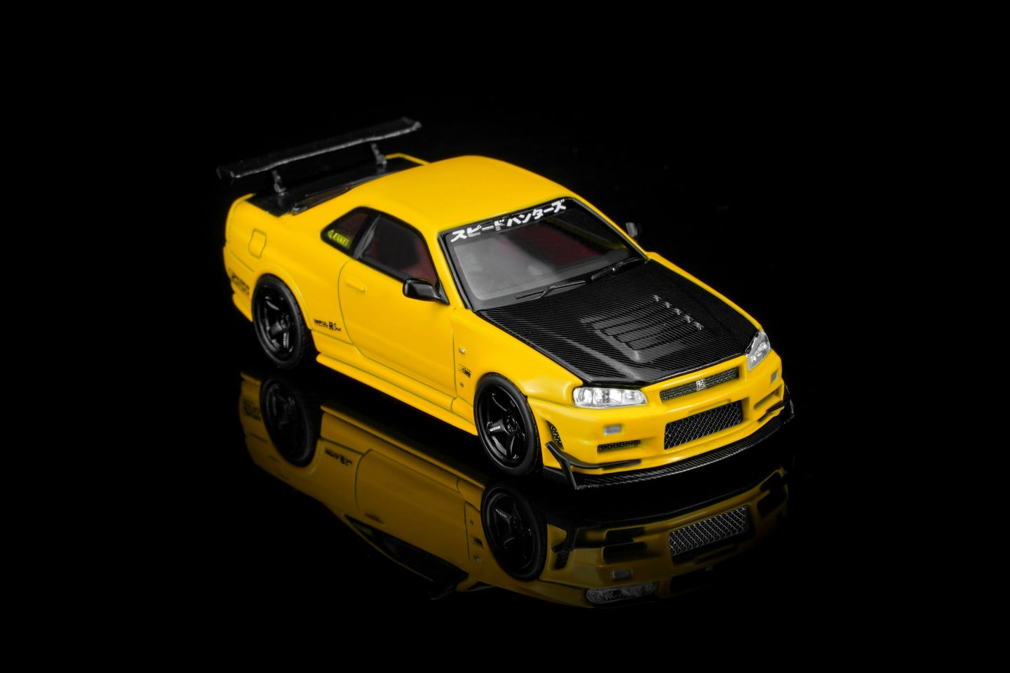(Coming Soon) Motorhelix 1/64 Nissan Skyline GT-R (R34) Custom Edition - Lightning Yellow Custom with GT Aero Kit
