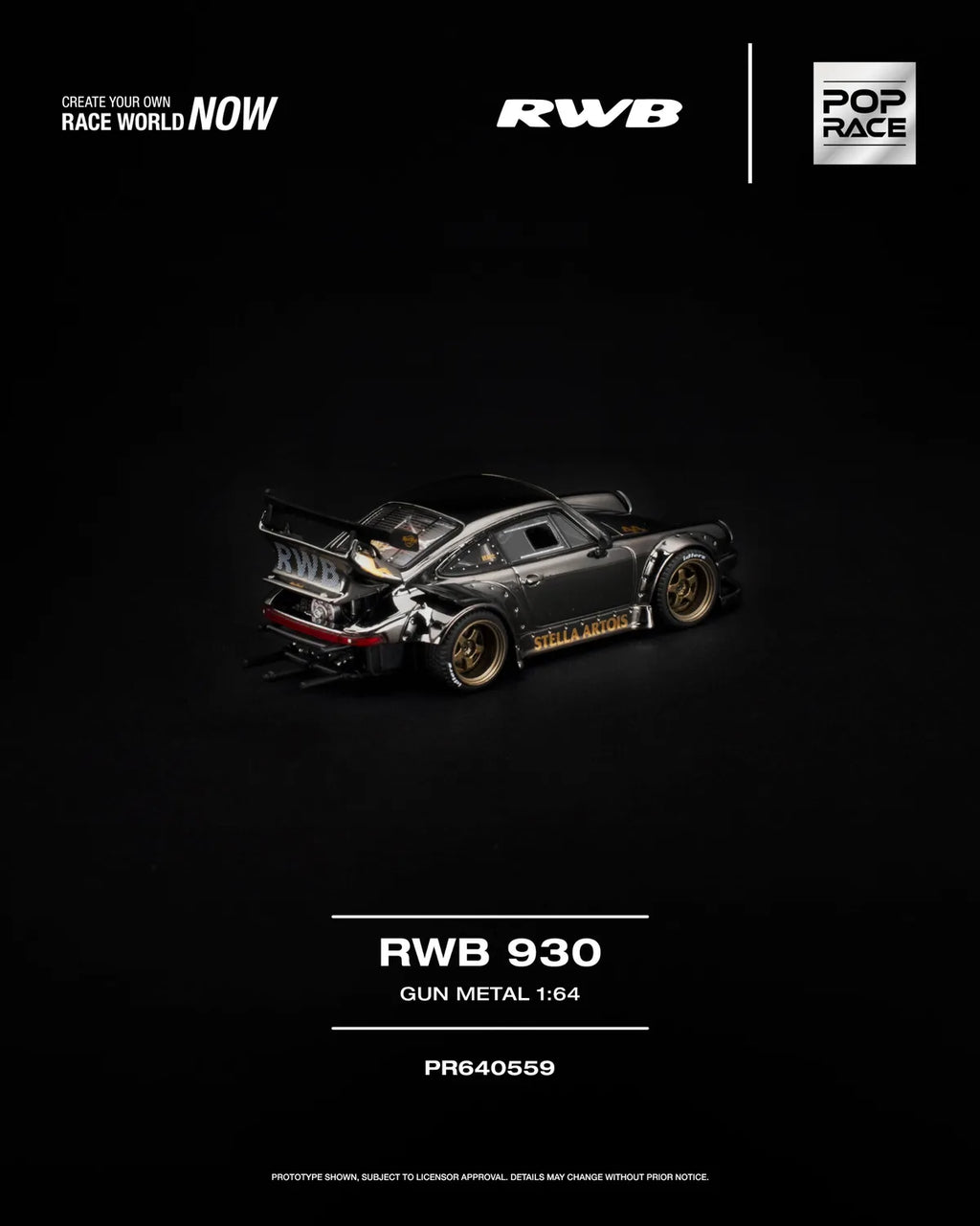 (Coming Soon) POPRACE 1:64 RWB 930 GUN METAL PR640-559