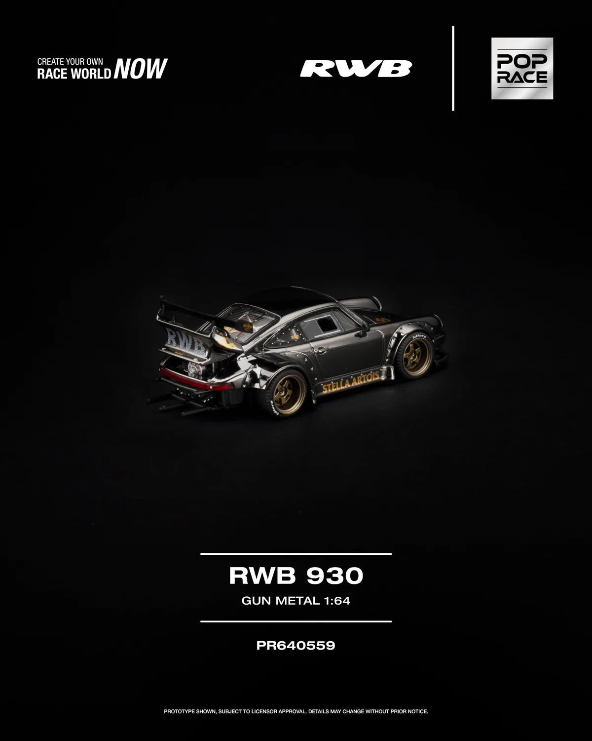 (Coming Soon) POPRACE 1:64 RWB 930 GUN METAL PR640-559