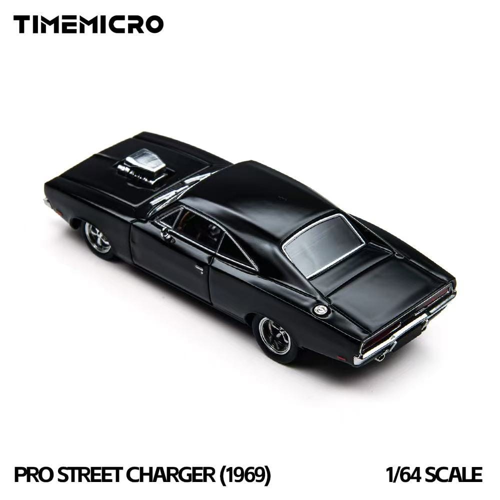 (Coming Soon) TIMEMICRO × PSC DESIGN 1/64 scale PSC Dodge 1969 black Pro Street Charger (1969) Diecast