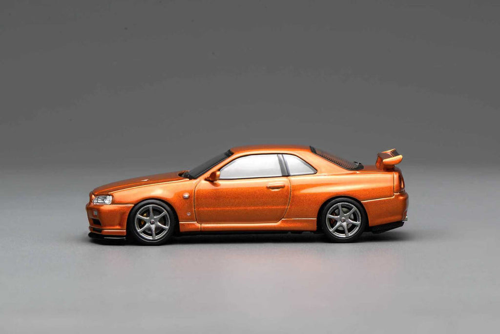 (Coming Soon) MOTORHELIX 1:64 Nissan Skyline GT-R(R34) V-Spec ll Customized Metallic Orange