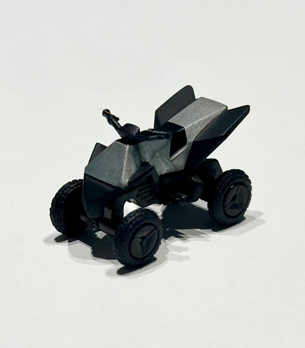 DM Model Tesla Cybertruck + Camper + Cyberquad (Metal Silver) Diecast Car Model Set
