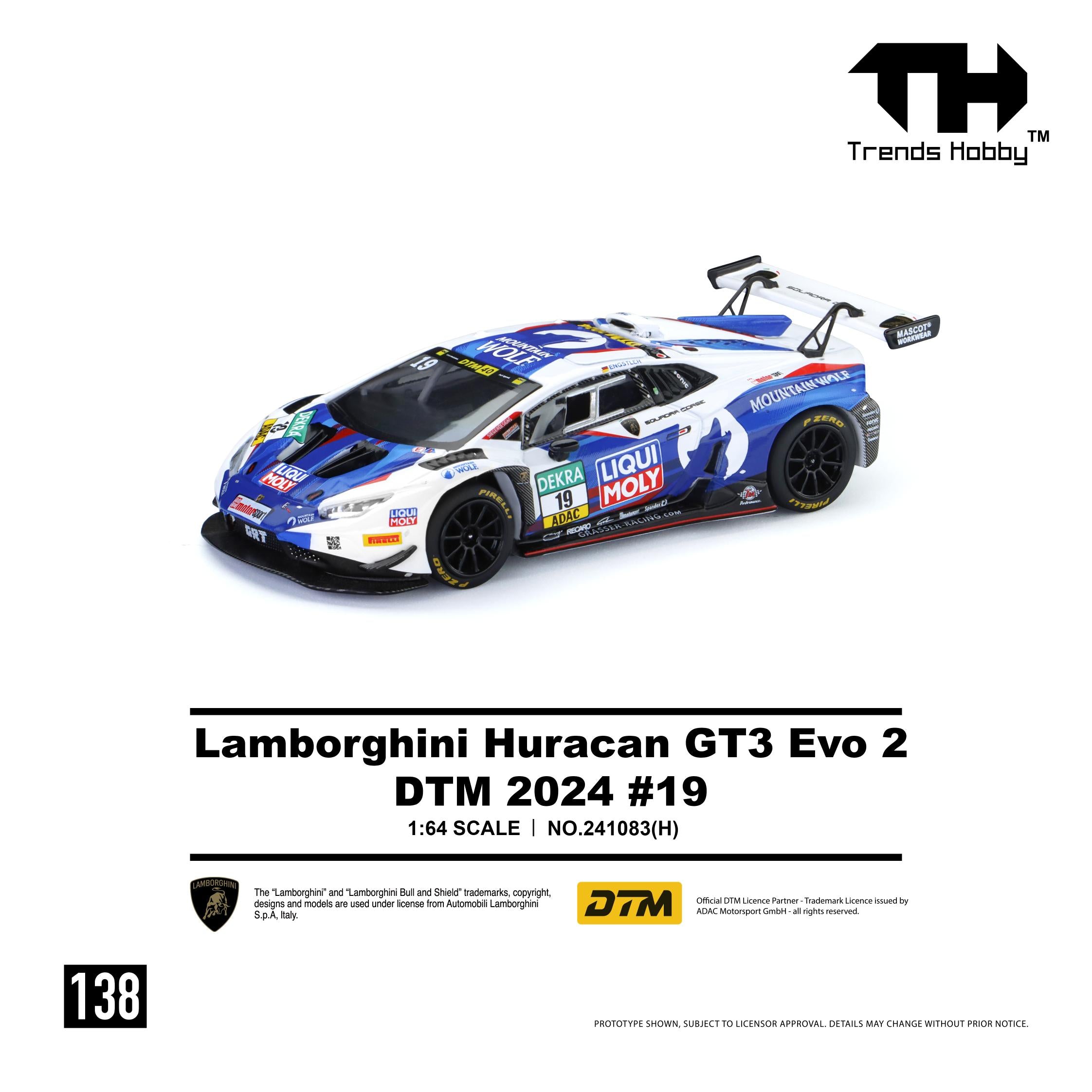 (Coming Soon) TRENDSHOBBY 1/64 Lamborghini Huracan GT3 EVO2 - DTM 2024 #19