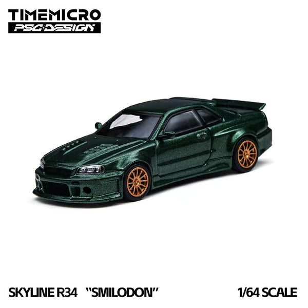 TIMEMICRO × PSC DESIGN  1/64 R34 "Smilodon" Dark Green Diecast Model