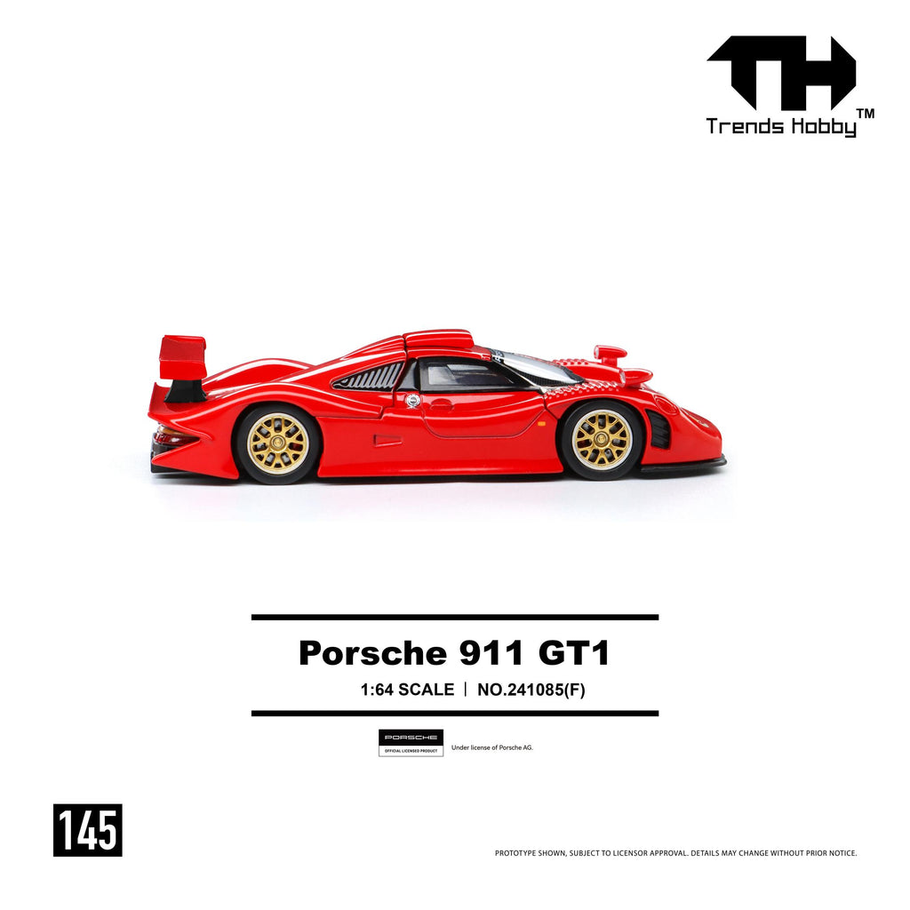 (Coming Soon) TRENDSHOBBY 1/64 Porsche 911 GT1 1998 - Red