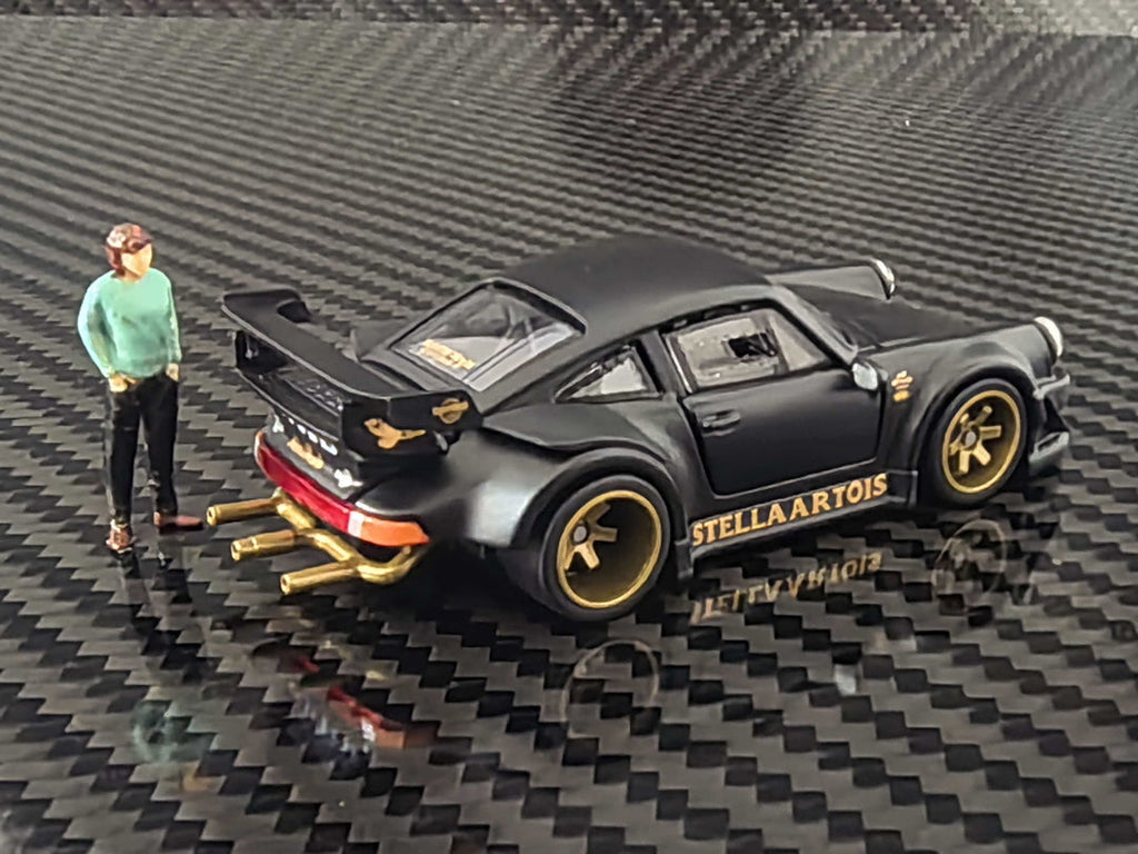 (Coming Soon) HG Model 1:64 Porsche RWB930 STELLA ARTOIS-Matte Black Livery