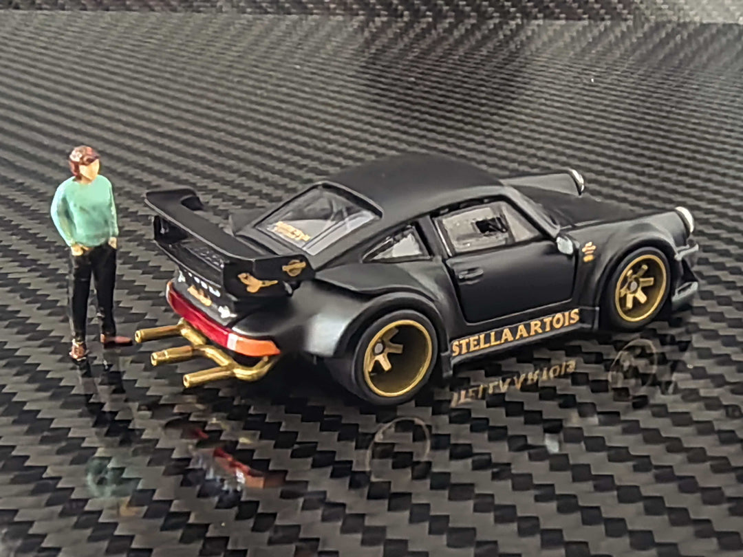 (Coming Soon) HG Model 1:64 Porsche RWB930 STELLA ARTOIS-Matte Black Livery