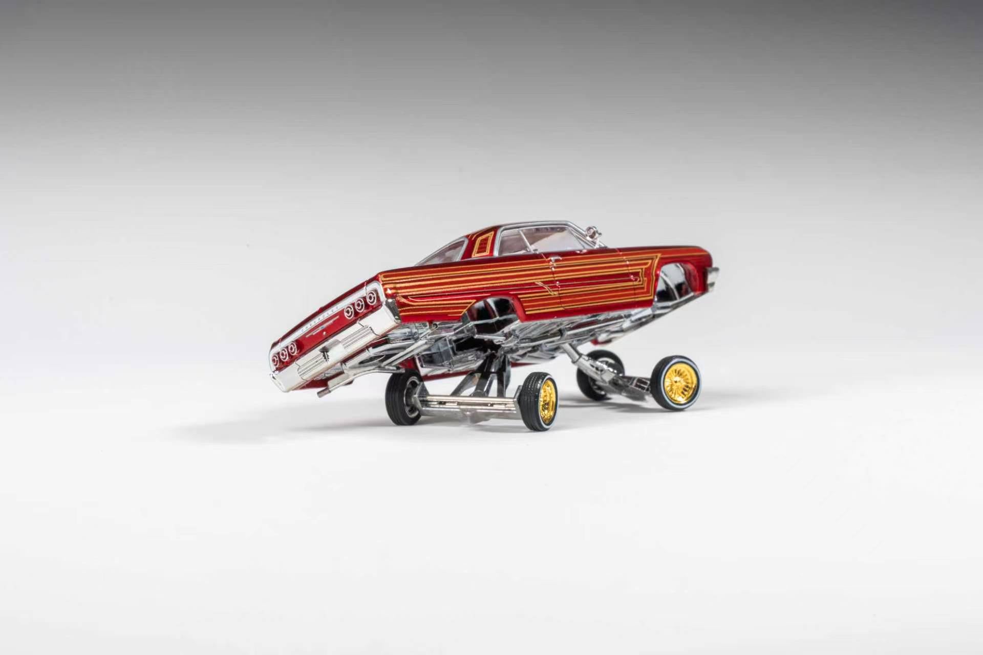 (Coming Soon) 97M 1:64 1964 Chevrolet Impala Low Rider Transparent Red