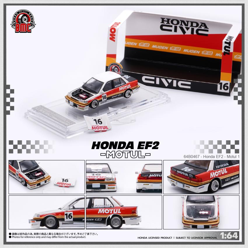 (Coming Soon) BMC 1/64 Honda Civic EF2 1991 - White - Motul (RHD)