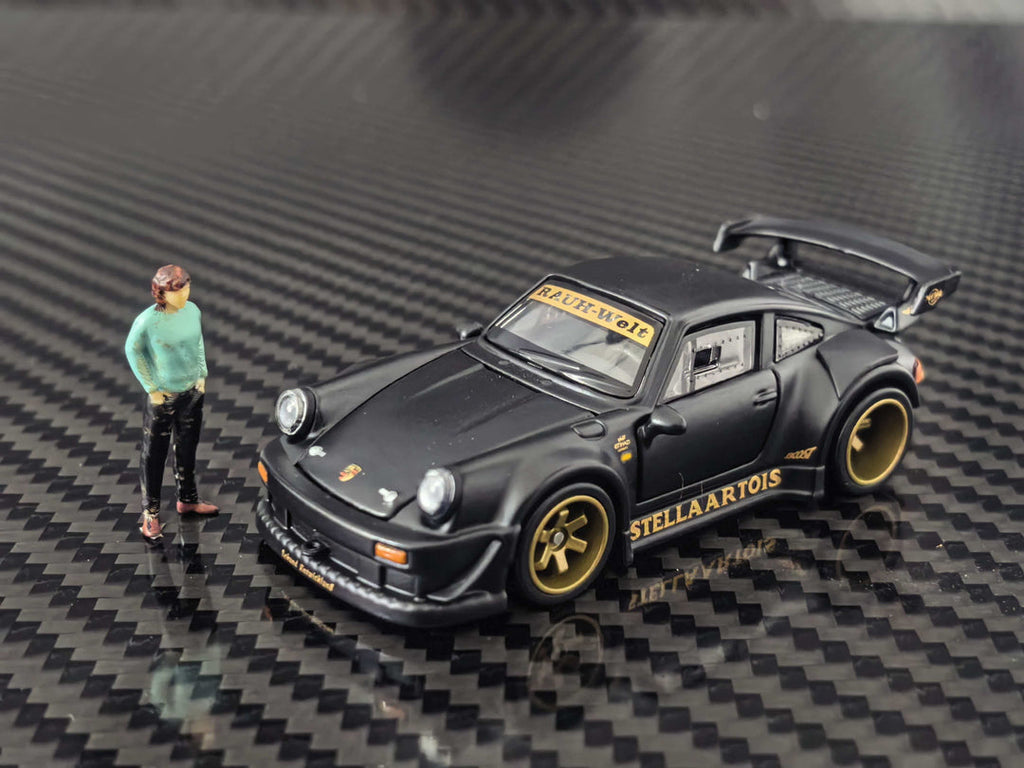 (Coming Soon) HG Model 1:64 Porsche RWB930 STELLA ARTOIS-Matte Black Livery