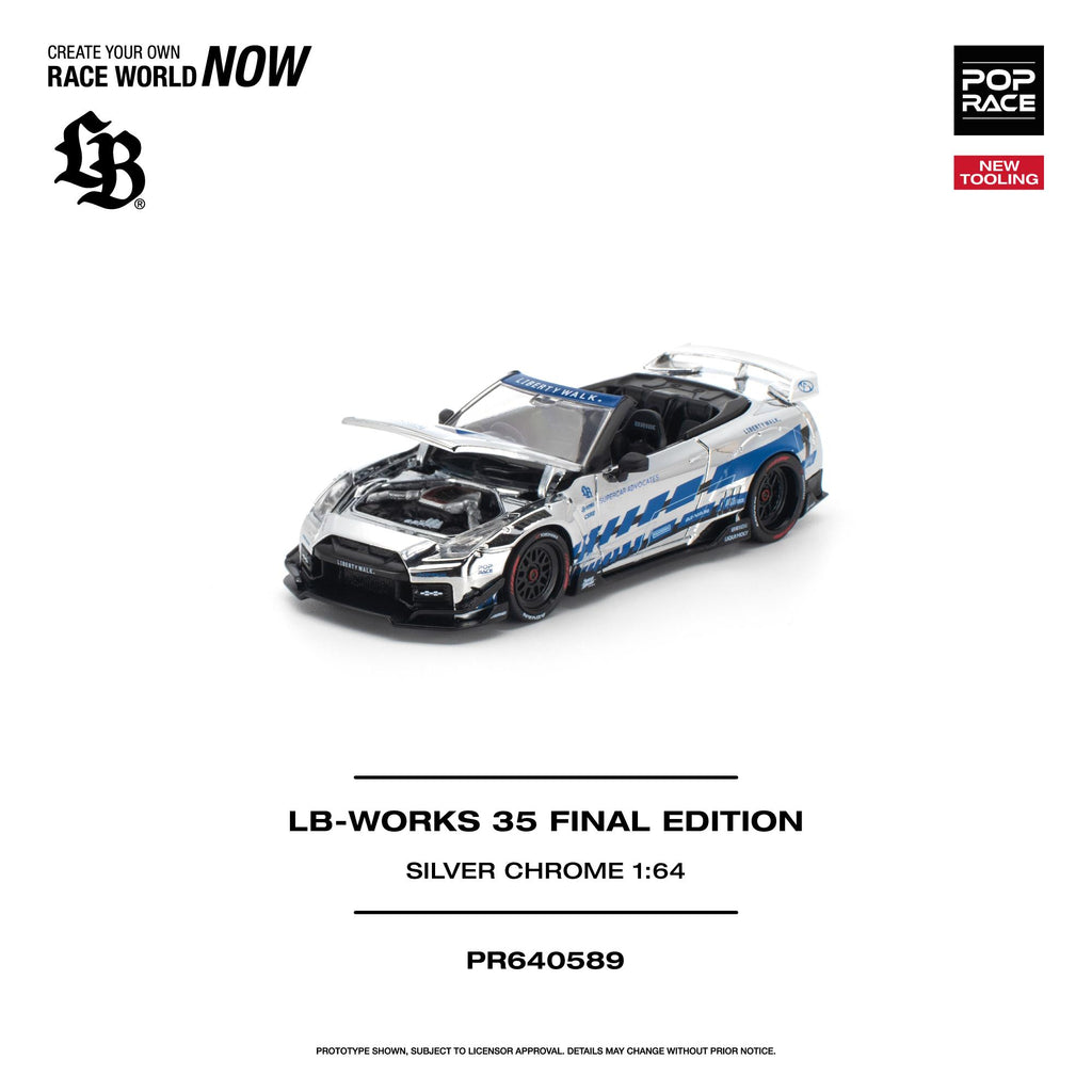 (Coming Soon) POPRACE 1/64 LB-WORKS 35GT-R FINAL EDITION - SILVER CHROME