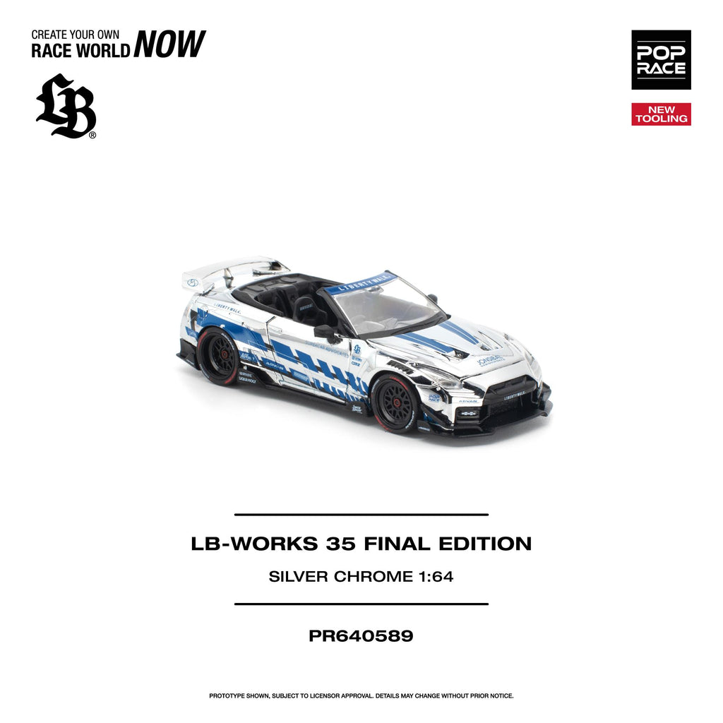 (Coming Soon) POPRACE 1/64 LB-WORKS 35GT-R FINAL EDITION - SILVER CHROME