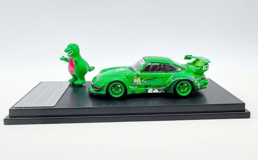 (Coming Soon) MYMODELCOLLECT 1:64 Green Dinosaur RWB 993 + Figure Model