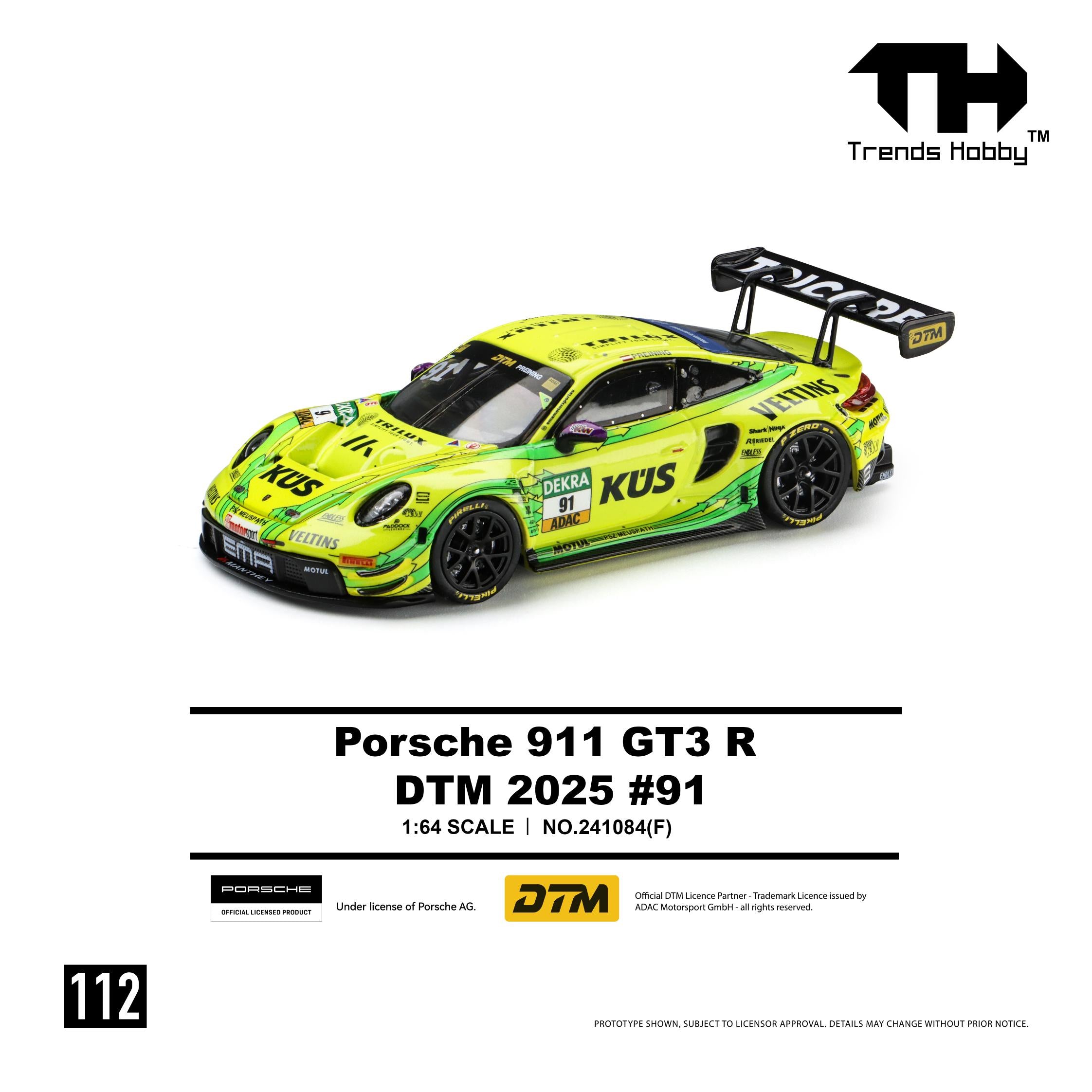 (Coming Soon) TRENDSHOBBY 1/64 Porsche 911 GT3 R - DTM 2025 #91