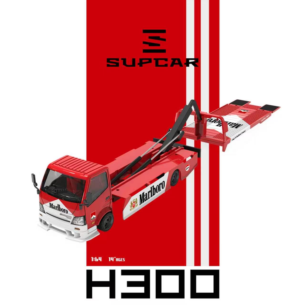 (Coming Soon) SUPCAR 1/64 H300 Flatbed Transport Trailer Marlboro livery Diecast Car Model