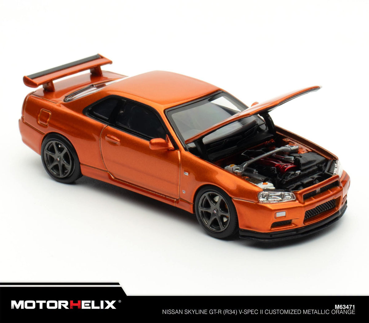 MOTORHELIX 1:64 Nissan Skyline GT-R(R34) V-Spec ll Customized Metallic Orange