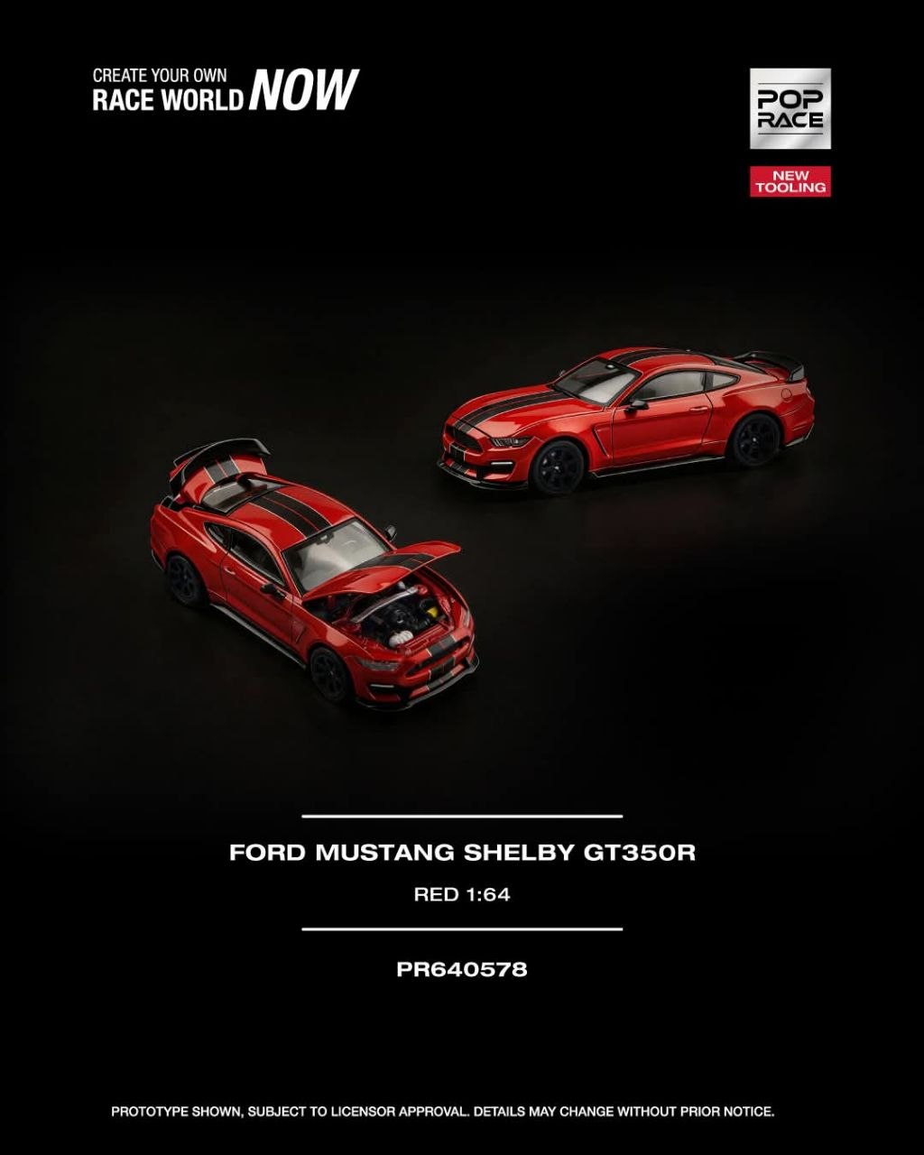 (Pre-Order) POPRACE 1/64 Ford Mustang Shelby GT350R Race Red