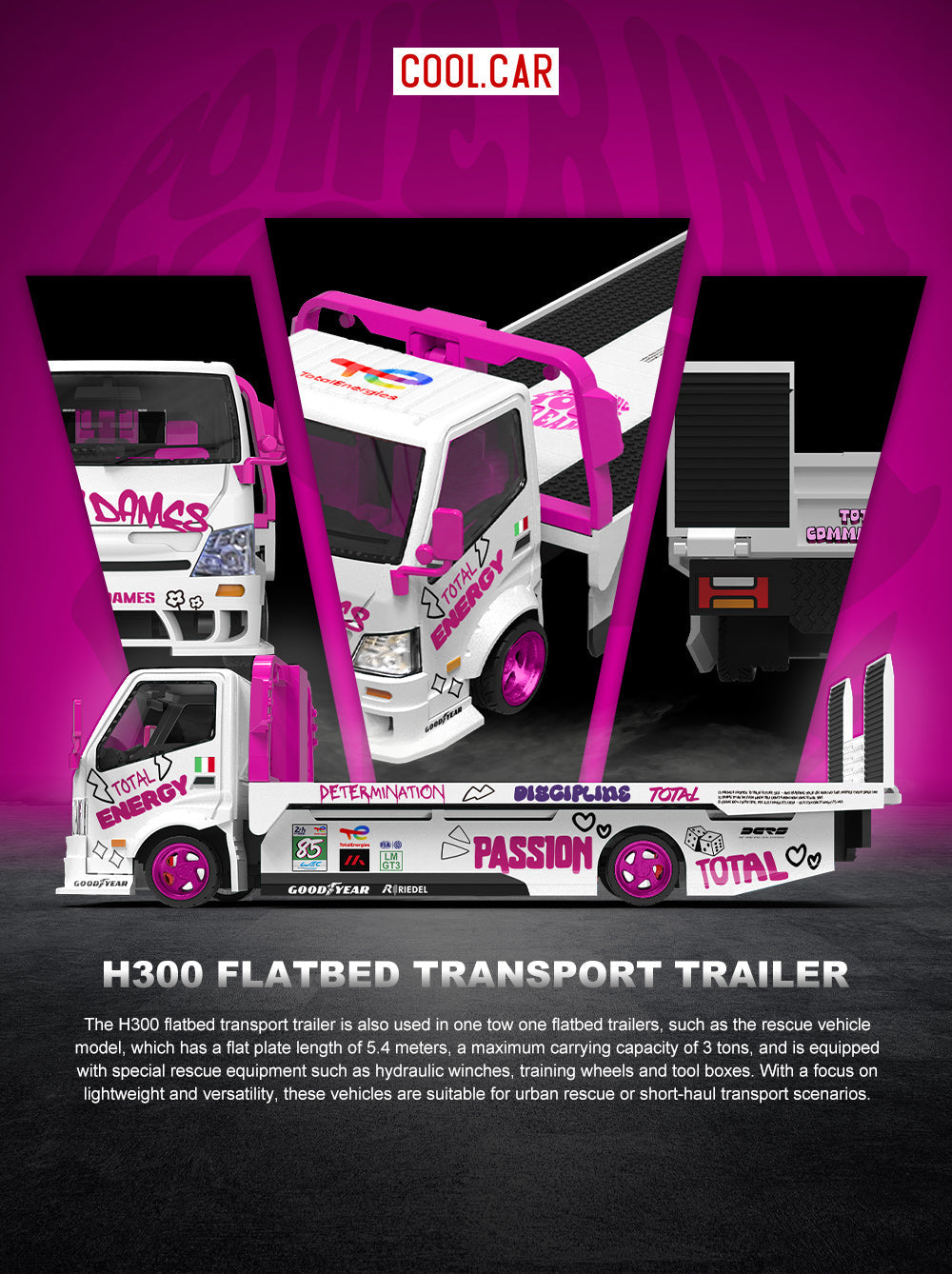 (Coming Soon) COOLCAR 1/64 Hino H300 FLATBED TRANSPORT TRAILER