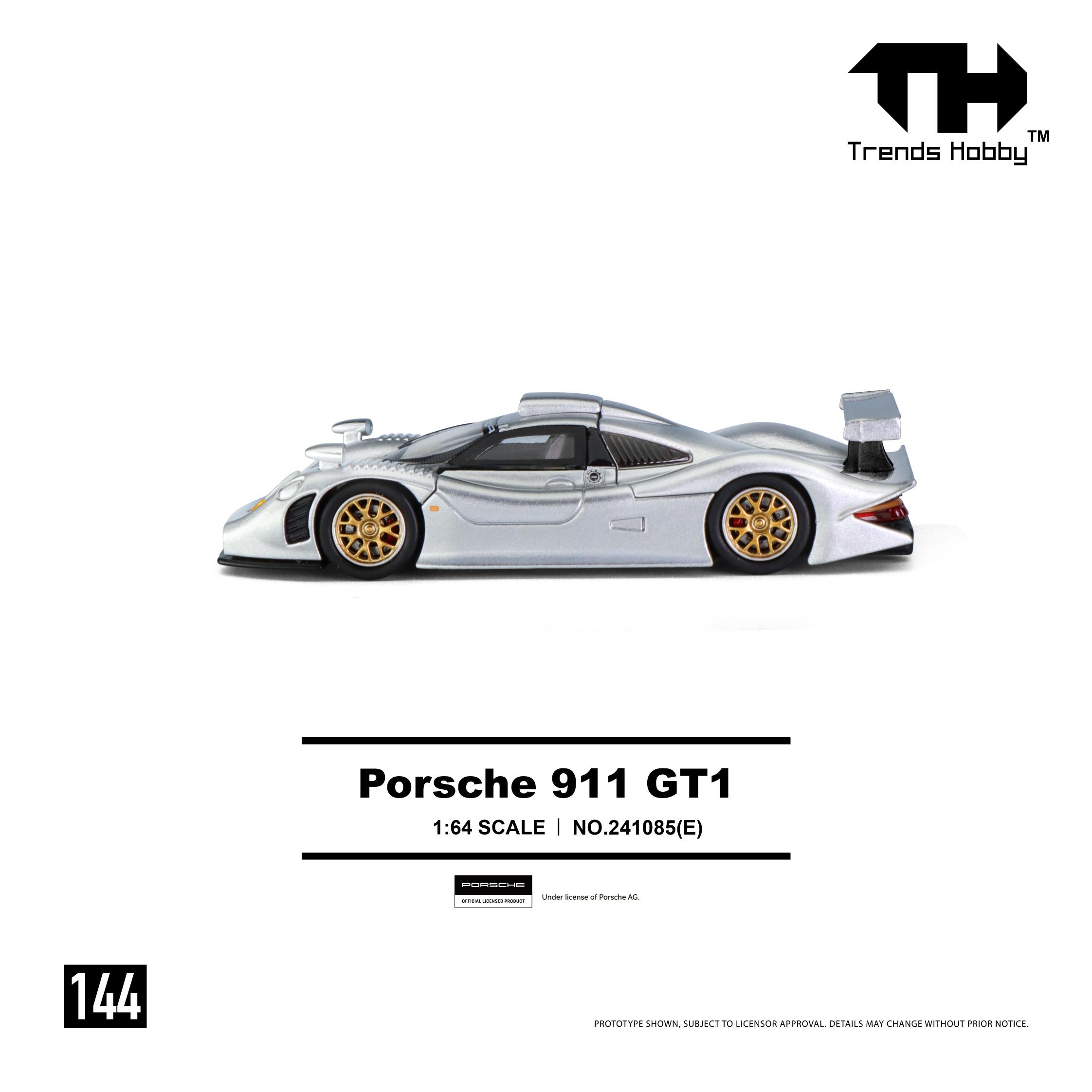 (Coming Soon) TRENDSHOBBY 1/64 Porsche 911 GT1 1998 - Sliver