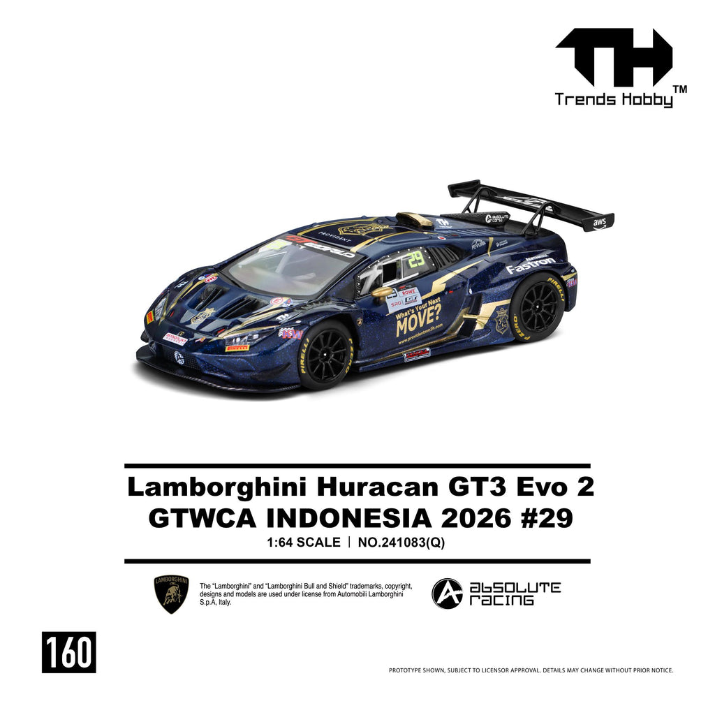(Coming Soon) TRENDSHOBBY 1/64 Lamborghini Huracan GT3 EVO2 - GTWCA Indonisia 2026 #29