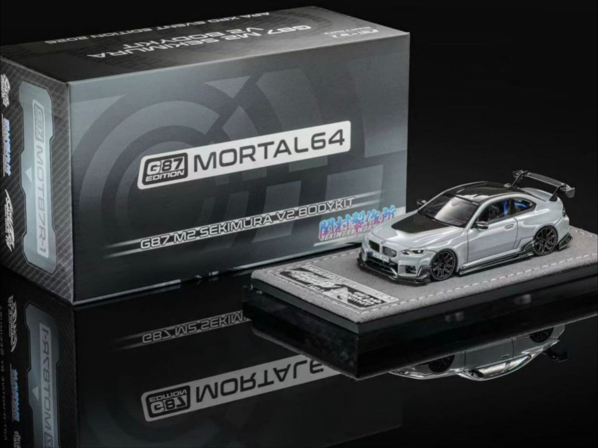(Coming Soon) MORTALMODEL 1:64 BMW G87 M2 Sekimura V2 Bodykit | APAxpo Foshan 2026 - Grey with Carbon Fiber