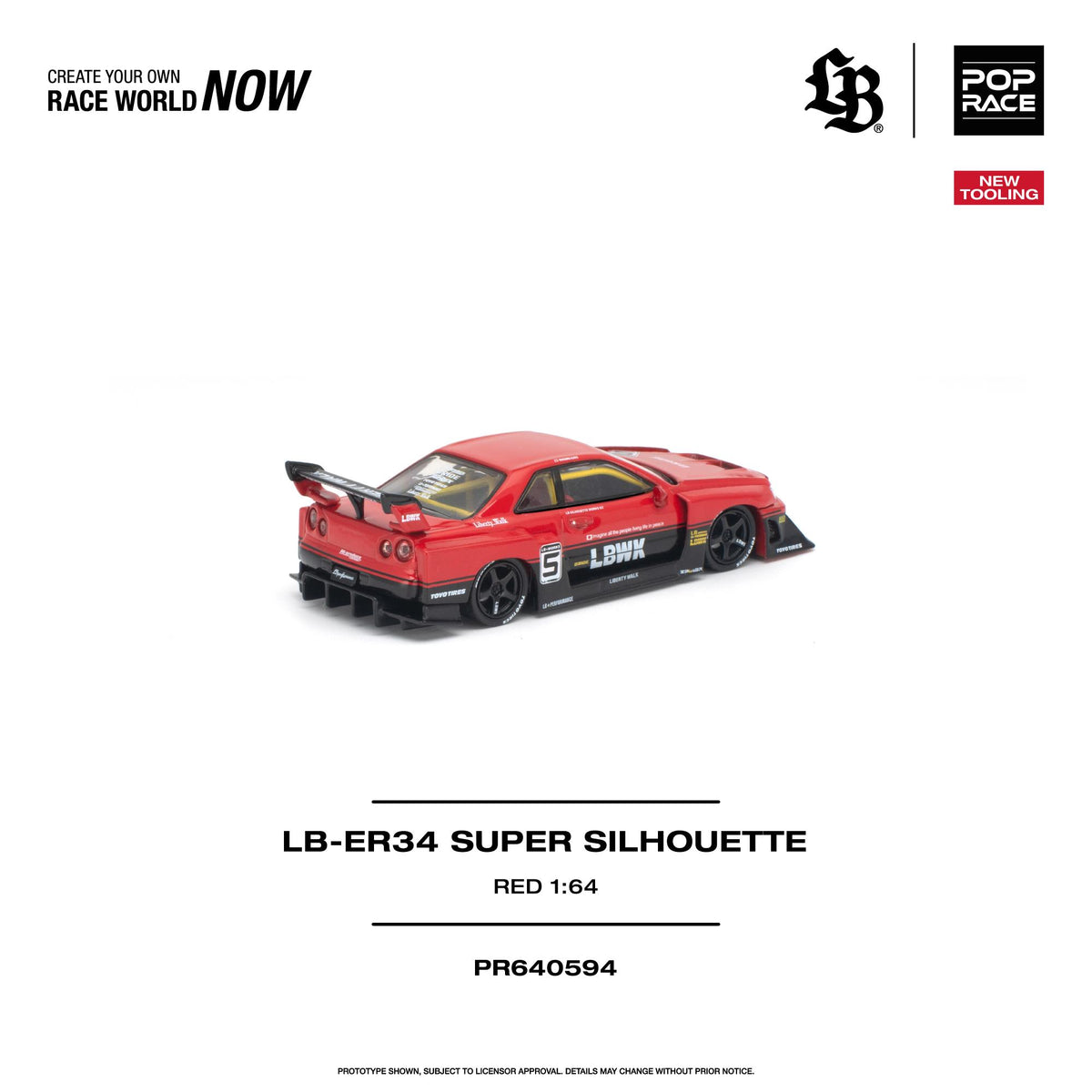 (Coming Soon) POPRACE 1/64 LB-ER34 SUPER SILHOUETTE - RED - PR640-594