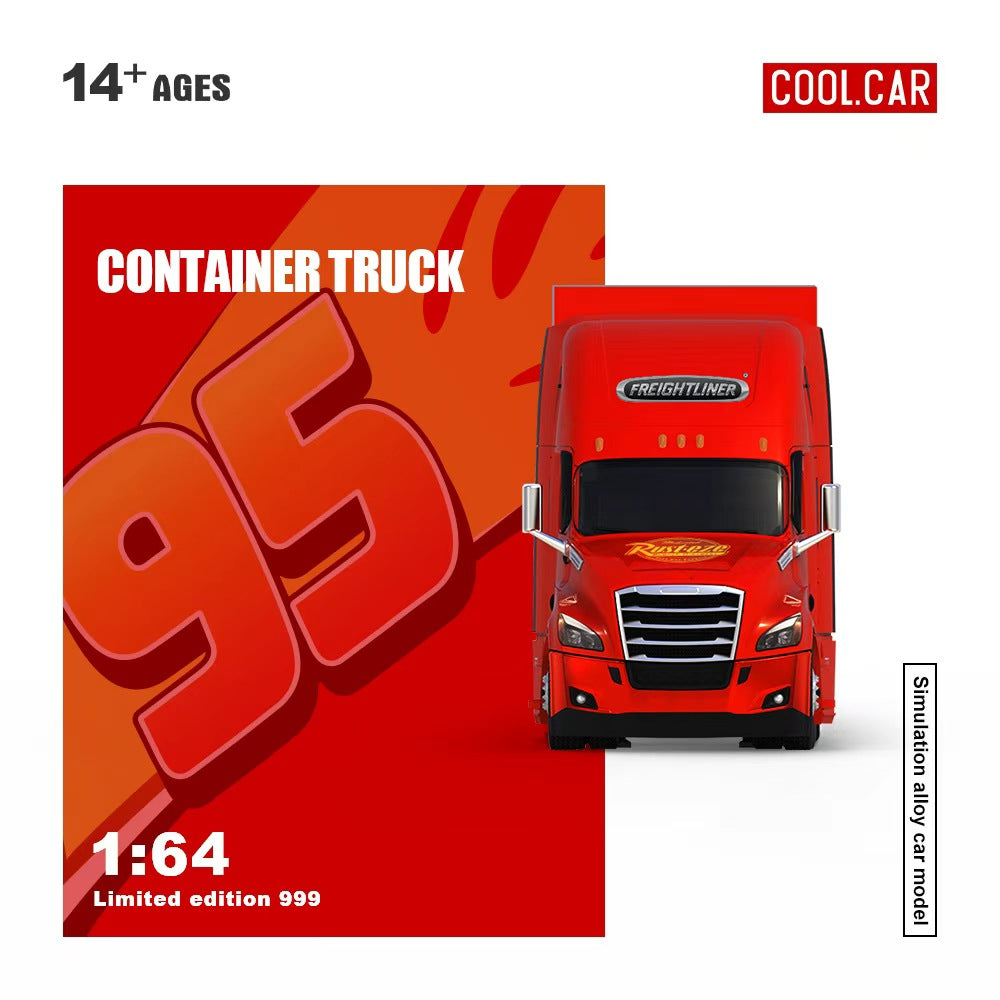 (Coming Soon) COOLCAR 1/64 Freightliner Lightning McQueen Livery Container Truck