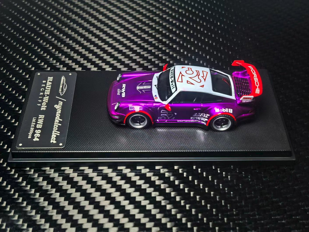 (Coming Soon) MYMODELCOLLECT 1/64 RWB964 High Wing Diecast - Transparent Pink Purple