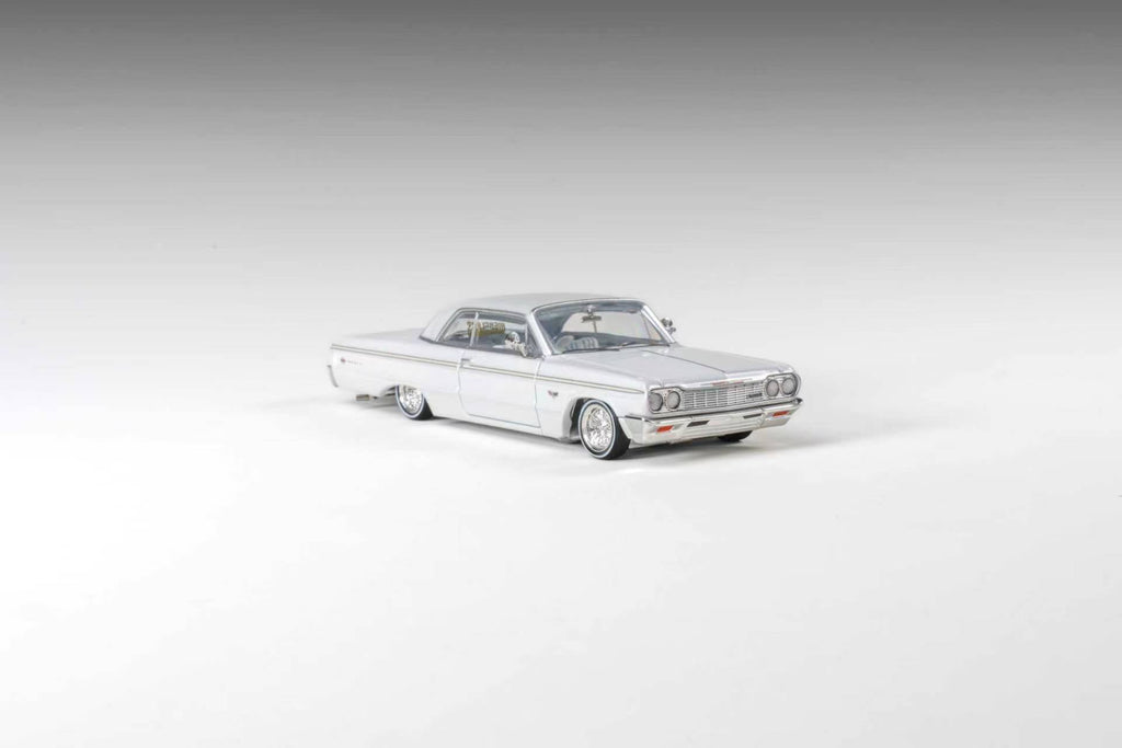 (Coming Soon) 97M 1:64 1964 Chevrolet Impala Low Rider Pearl White