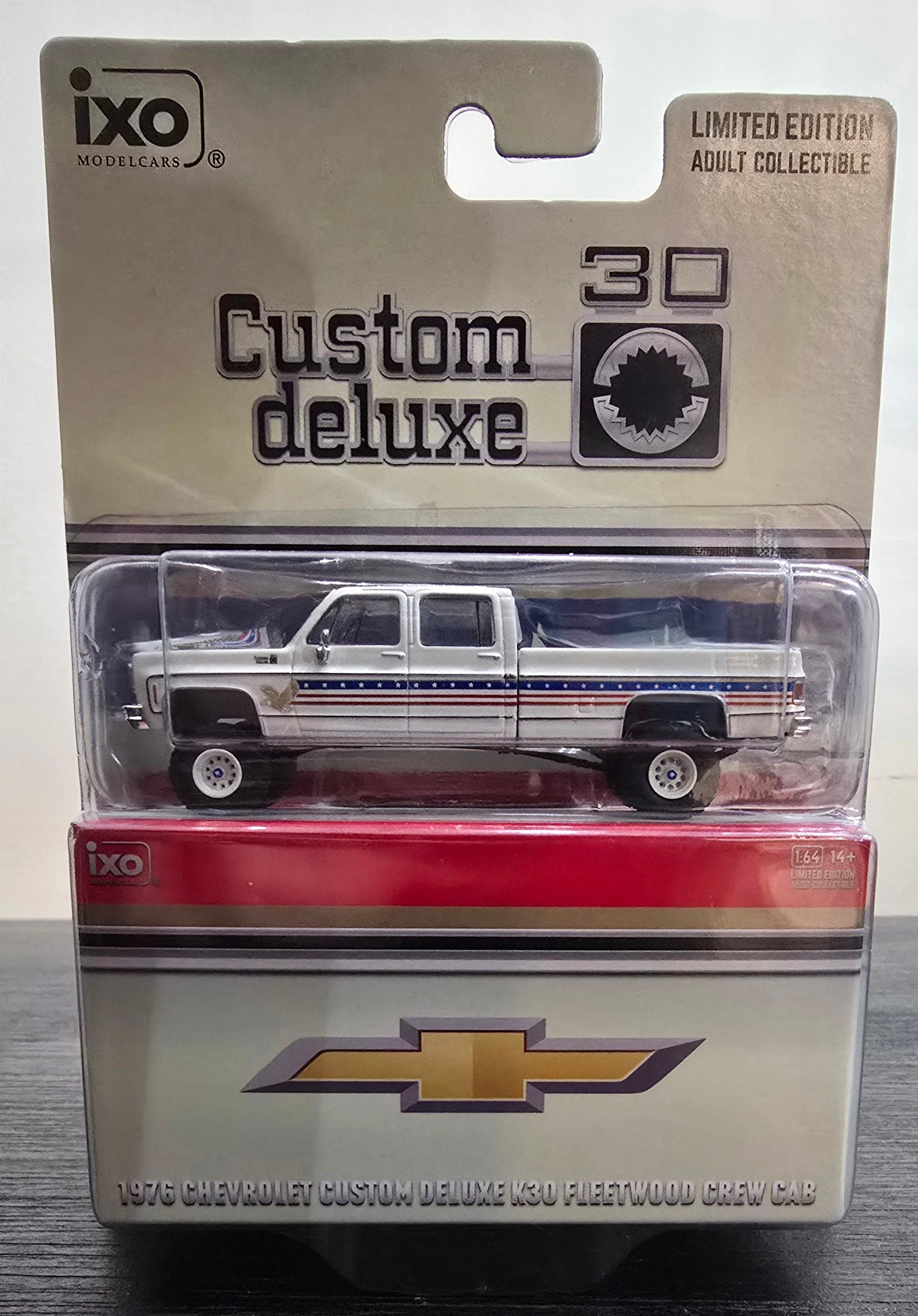 IXO 1:64 1976 Chevrolet Custom Deluxe K30 Fleetside - July 4th Exclusive
